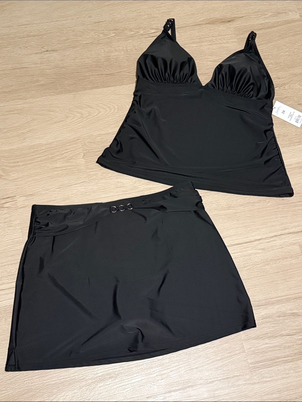 Plus Size Black Two-Piece Swim Tankini Set